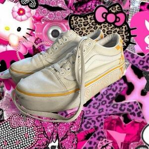 Vans White and Yellow Platforms